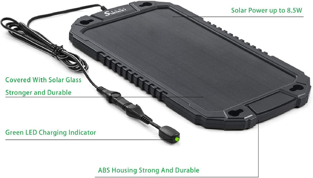 12V 8W Portable Waterproof Solar Car Battery Trickle Charger J953113