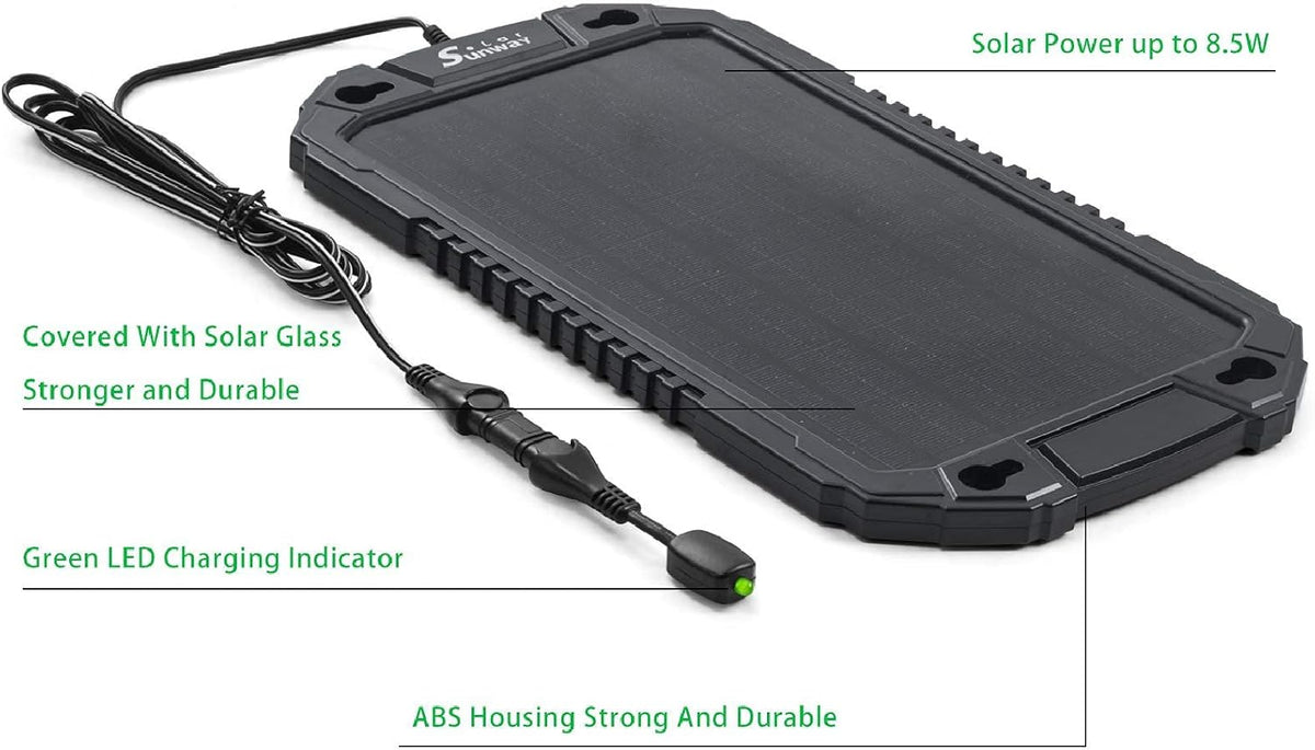 12V 8W Portable Waterproof Solar Car Battery Trickle Charger J953113