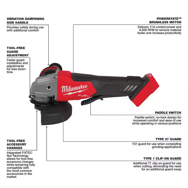 18-Volt Lithium-Ion Brushless Cordless 4-1/2 in./5 in. Grinder with Starter Kit F42430