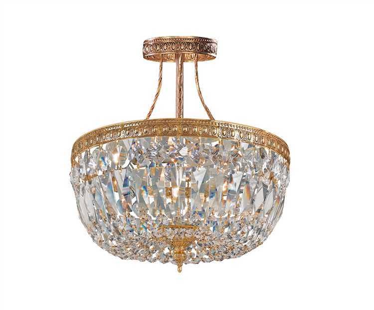 Semi Flush 10in Olde Brass Cast Brass Clear D196