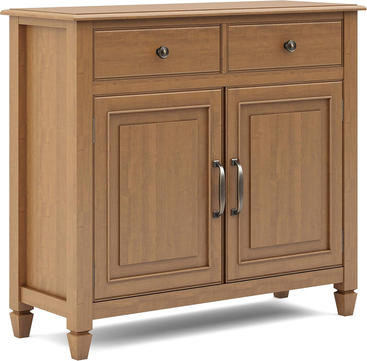 Distressed Grey Solid Wood Entryway Storage Cabinet with 2 Drawers, 2 Doors, Adjustable Shelves F68484