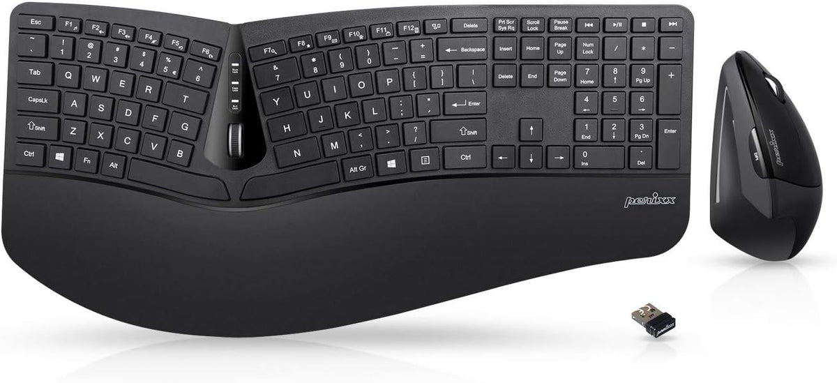 Wired USB Ergonomic Split Keyboard and Vertical Mouse Combo with Adjustable Palm Rest D59334