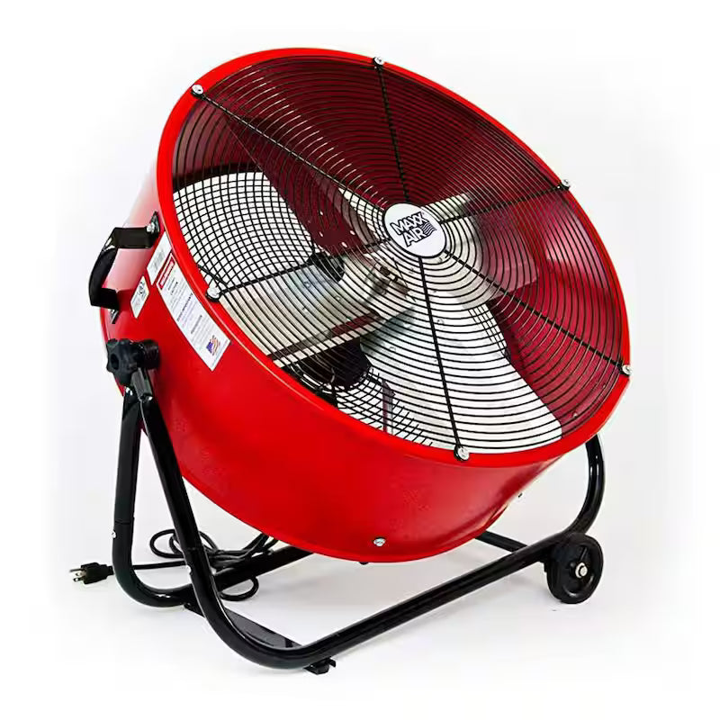 2 Fan Speeds Drum Fan in Red with Snap-On Wheels Z395