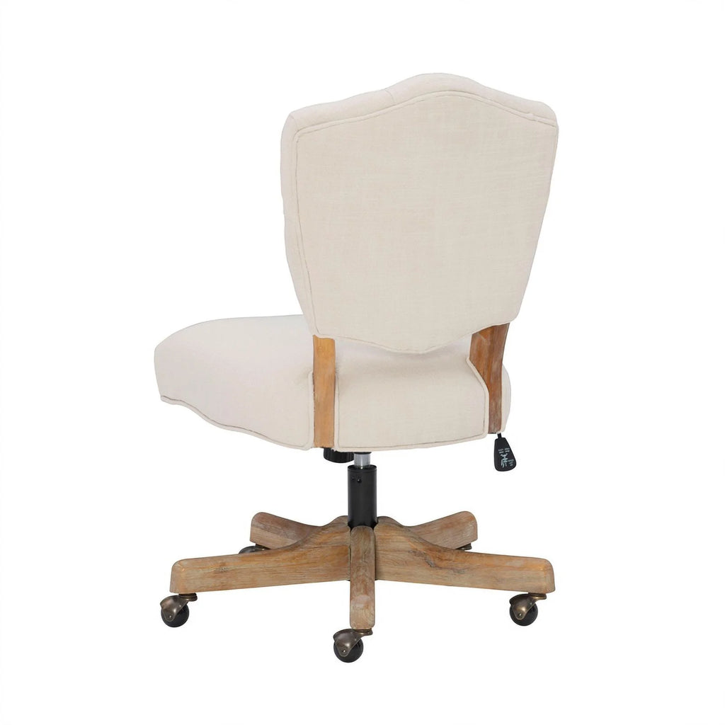 Beige Wood Upholstered Swivel Office Chair M8456