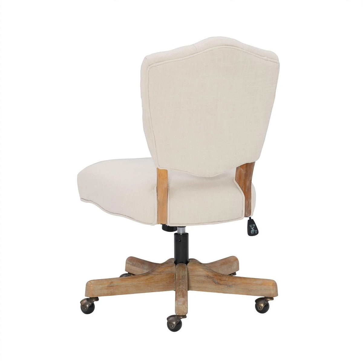 Beige Wood Upholstered Swivel Office Chair M8456