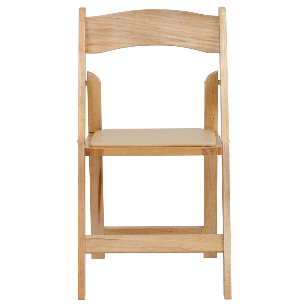 4 Pack Natural Wood Folding Chair with Vinyl Padded Seat J436