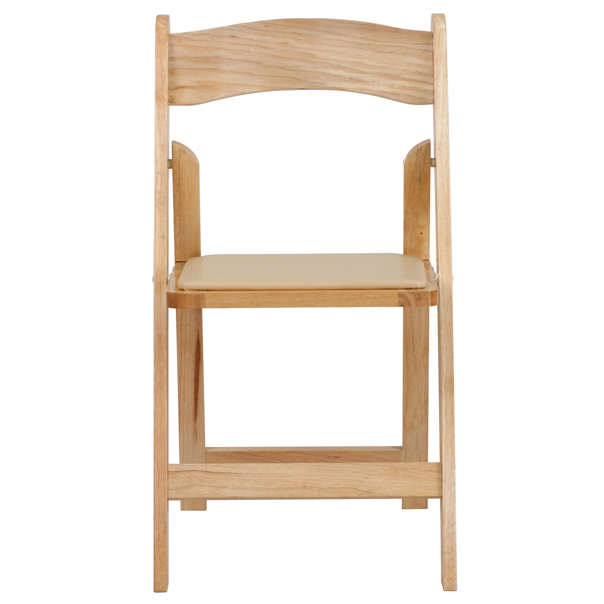 4 Pack Natural Wood Folding Chair with Vinyl Padded Seat J436