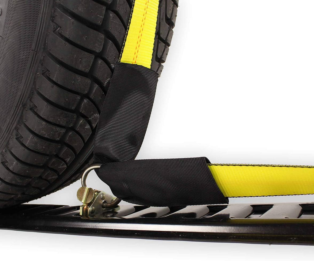4 Wheel Straps with E-Track Fittings and 3 Rubber Blocks, 11’ x 2” Ratchet Strap, Pack of 2 P21835