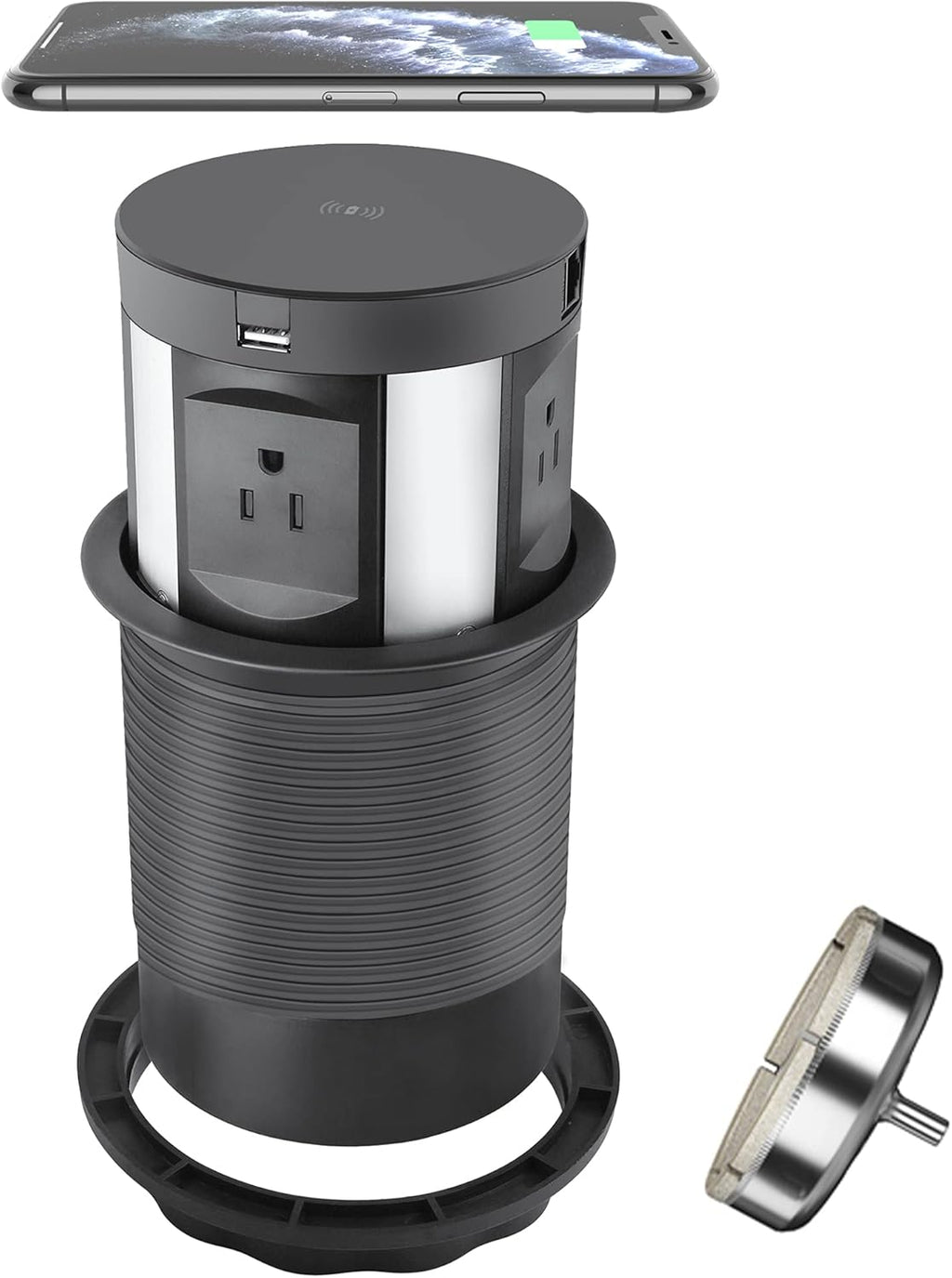 Automatic Pop up Power Outlet with Wireless Charger, 2 USB Port, RJ45 and HDMI Port T18318