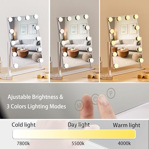 White Hollywood Vanity Mirror with 12 Dimmable Bulbs D88987