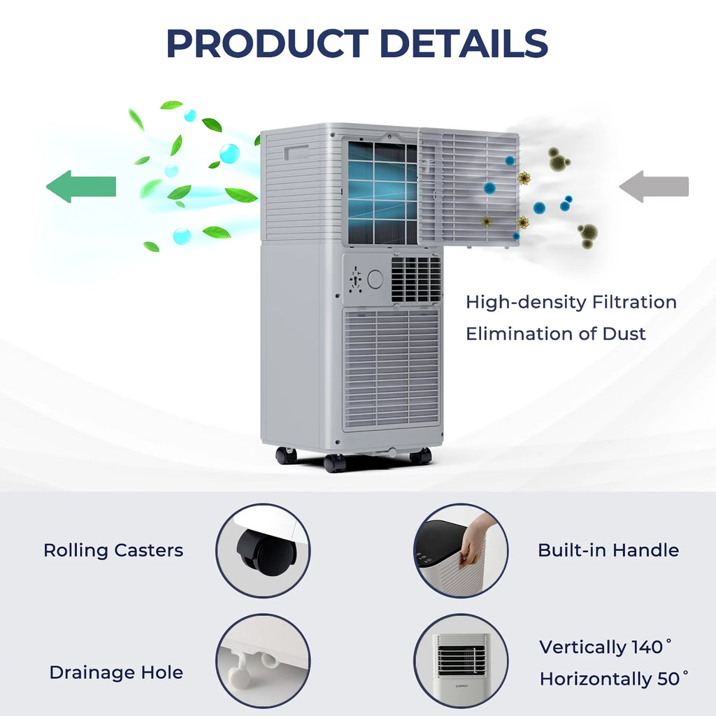 6000 BTU 3-in-1 Portable Air Conditioner with Dehumidifier & Fan Gray T3932