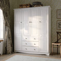 100% Solid Wood 4-Door Wardrobe Armoire V56579