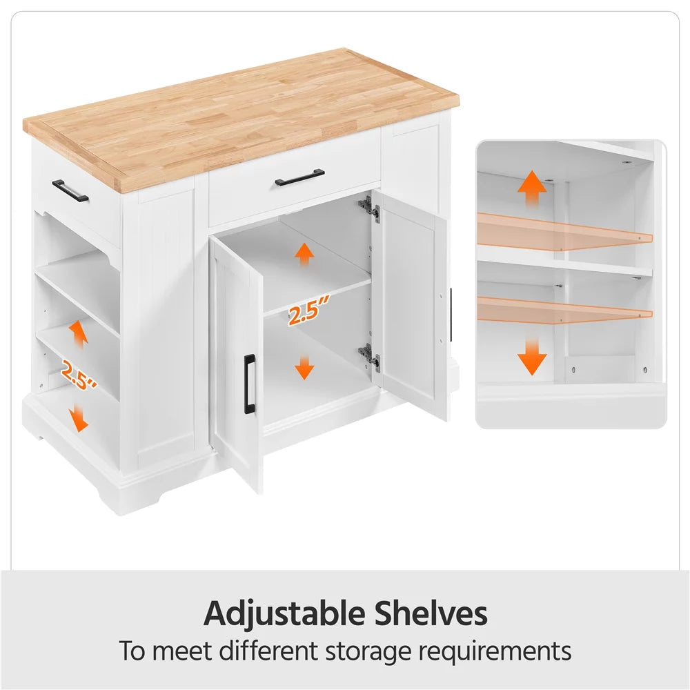 White Wooden Kitchen Island Storage Cabinet with Drawer L832