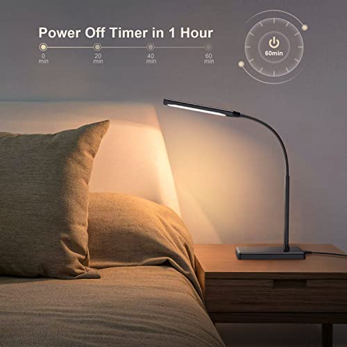 Clip on Table Lamp 3 Color Modes 10 Brightness Dimmable Reading Lamp 360° Rotatable Metal Gooseneck Desk Lamp D171470