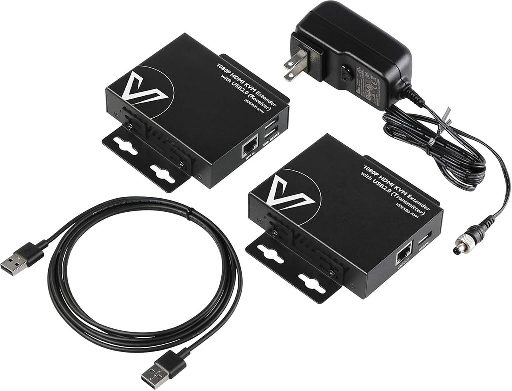 HDMI USB Extender, 1080P 60Hz Over Cat6 up to 80m, 2-Port USB2.0, PoE I1631