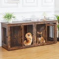 Wooden Double Dog Crate Kennel with Divider S3991