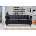 Black Velvet Rolled Arm Chesterfield Sofa V220869