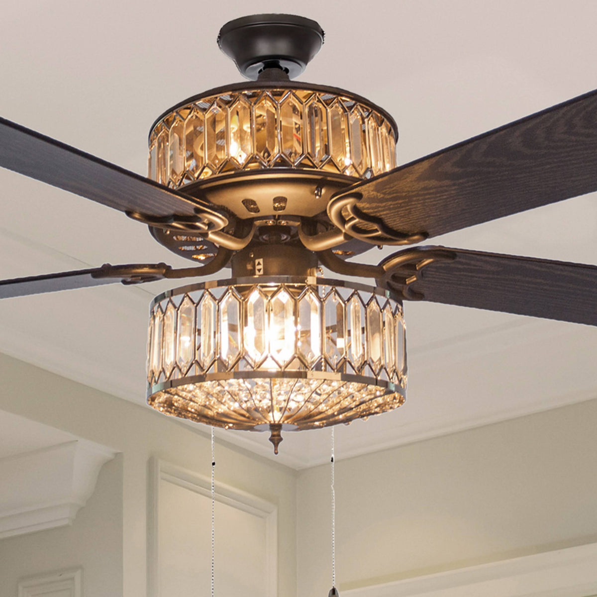Silver Geometric Ceiling Fan K369