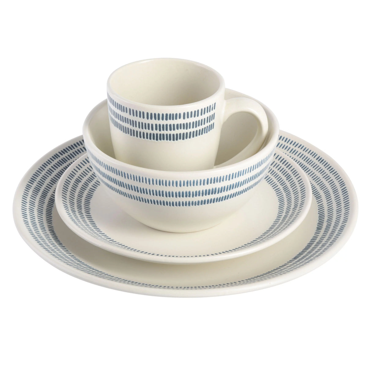 16-Piece White Stoneware Dinnerware Set Q8914