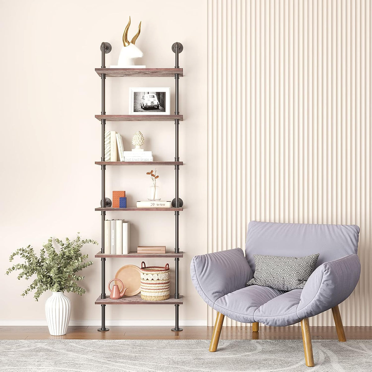 6 Tier Solid Wood Ladder Shelf Bookshelf R1765