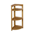 Medium Oak Wood 3-Shelf Foldable Corner Bookcase Y136
