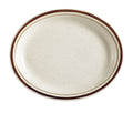 Brown Rim Speckled White Stoneware Oval Platter Box of 12 R134958