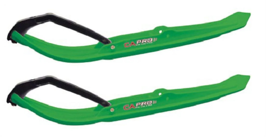 Green MTX Snowmobile Skis with 6" Round Bars Complete Kit G24995