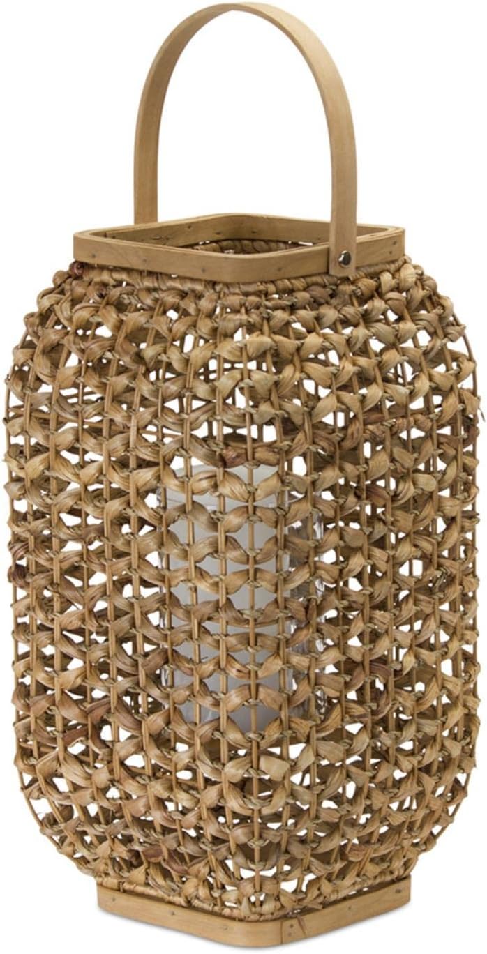 21.5" H Wicker Glass Candle Holder Lantern H856