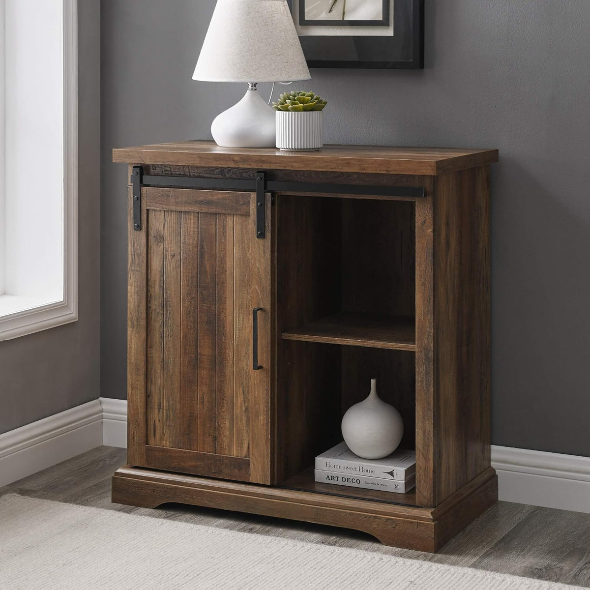 32 Inch White Oak Storage Cabinet J211515