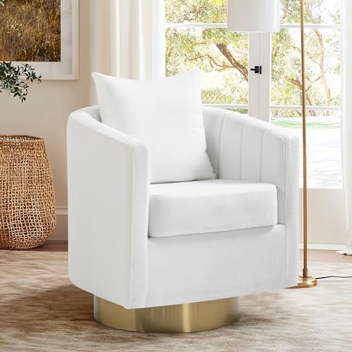 White Set of 2 Swivel Teddy Fabric Accent Chairs V108922