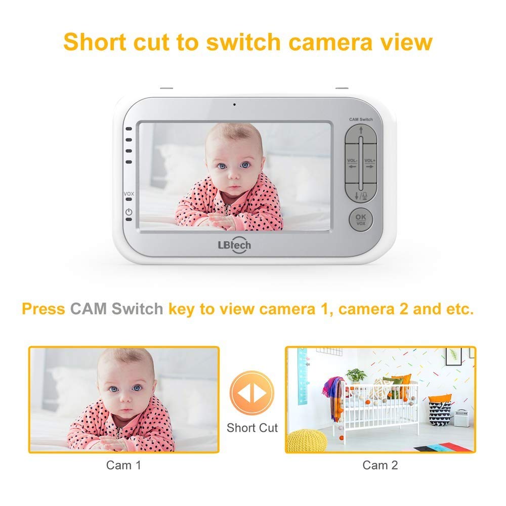 Video Baby Monitor with Two Cameras and 4.3 LCD F36423