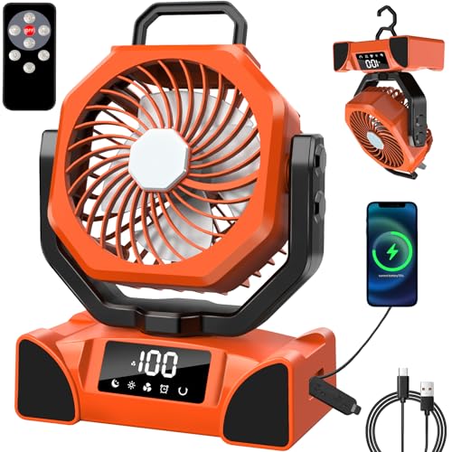 Portable Battery Operated Camping Fan with Remote Control & LED Lantern I412