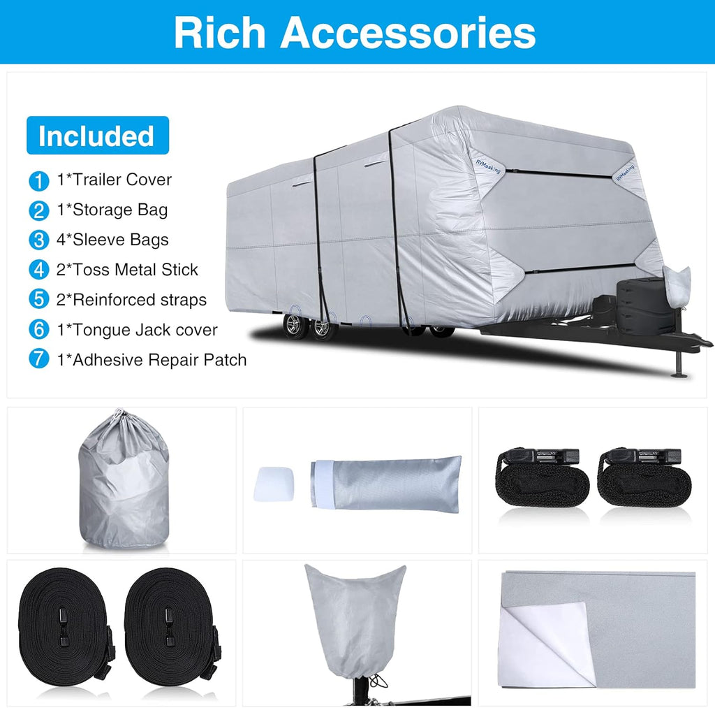 Rip-Stop RV Cover Fits Up to 15’ Long Motorhome with Gutter Covers X578