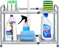 Under Sink 2 Tier Expandable Shelf Organizer Rack, Silver U636