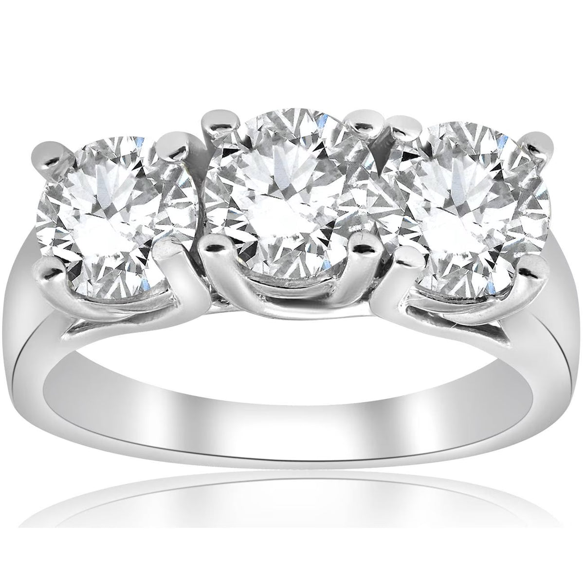 14K White Gold Three Stone Diamond Engagement Ring W898341