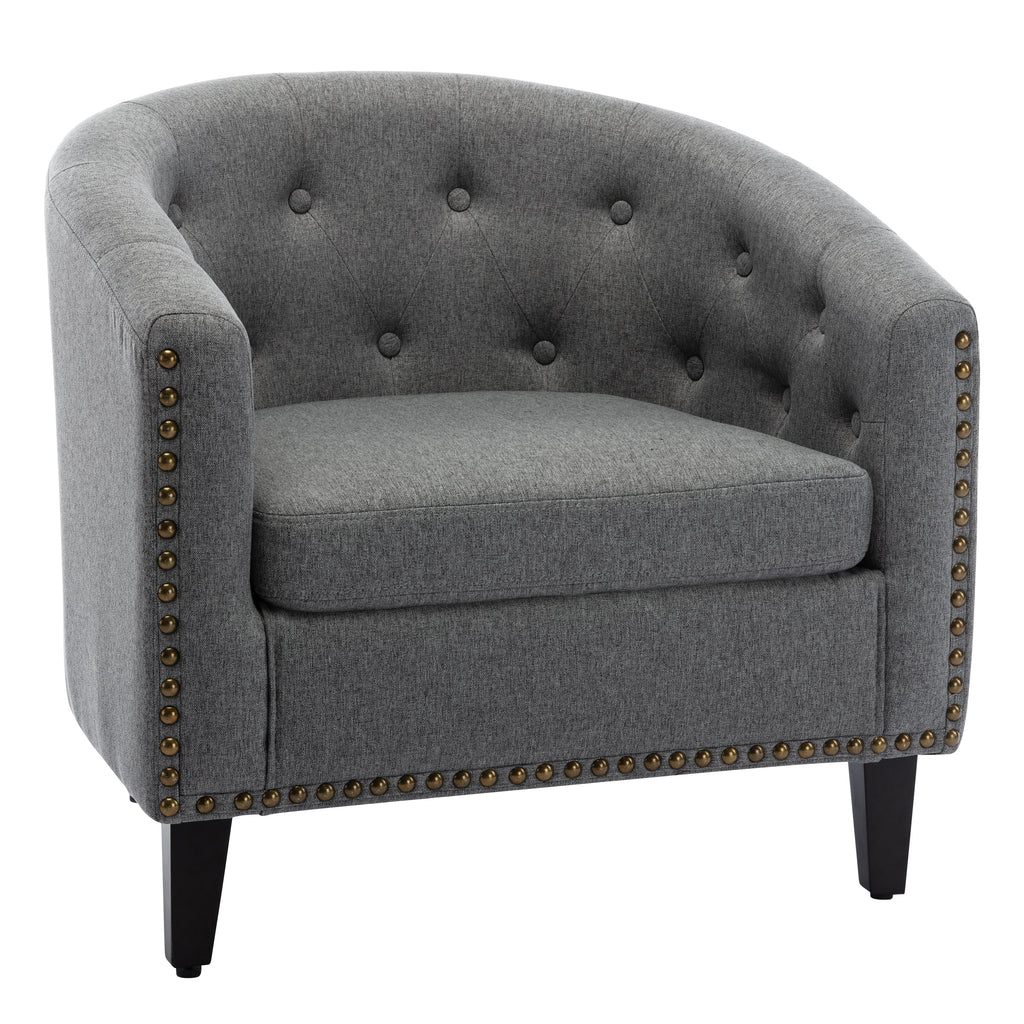 Linen Fabric Tufted Barrel Chair V798