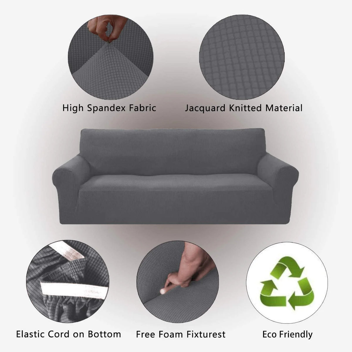 Light Gray 2-Piece Polyester Spandex SlipCover Set for Sofa Loveseat Couch W247