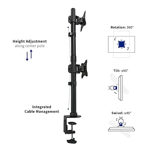 Dual Monitor Desk Mount Stand for 2 LCD Ultrawide Screens up to 34 inches T2005