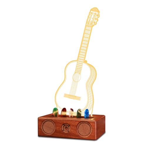 Acrylic Light Up Guitar Pick Holder with Wooden Base N1230