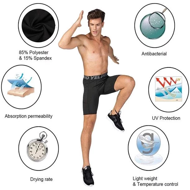 3 Pack Compression Shorts with Phone Pocket Large Q1369
