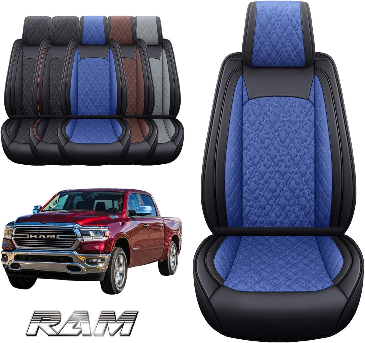 Black-Brown 2 Pc Front Car Seat Covers J906819