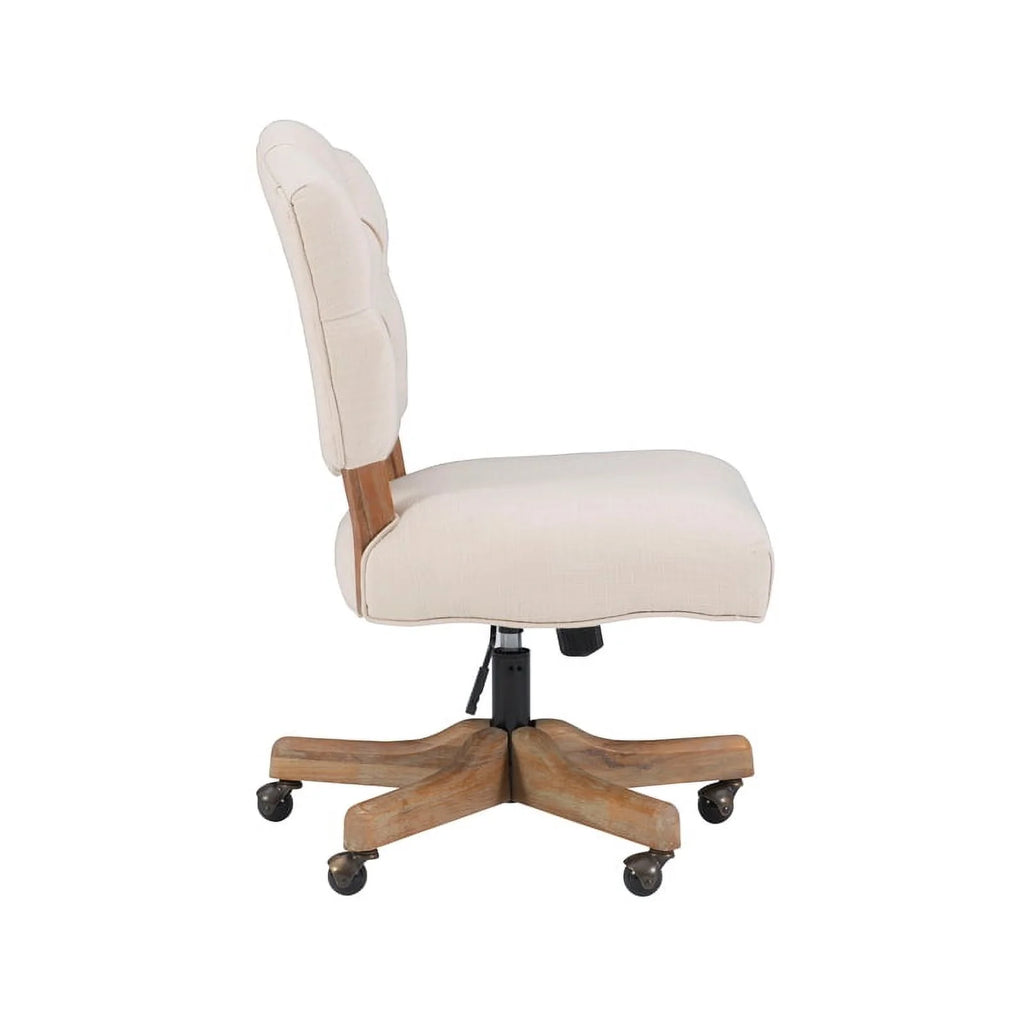 Beige Wood Upholstered Swivel Office Chair M8456
