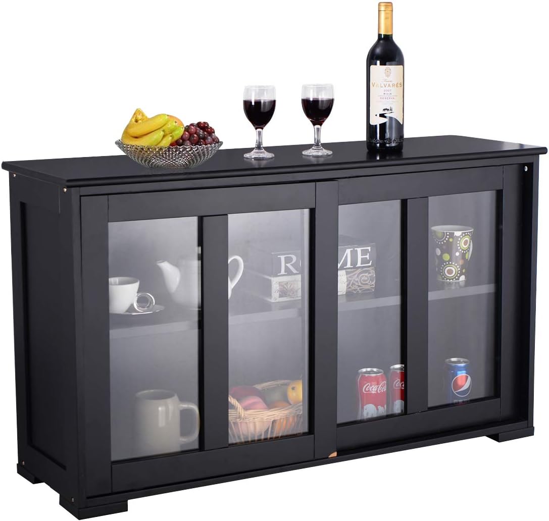 Antique Black Stackable Sideboard with Sliding Door Panels C2624