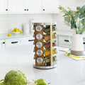 20 Natural Rotating Acacia Wood Spice Jar Rack Set X973978