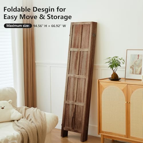 Wood 4 Panel Room Divider, 5.6 FT Tall Folding Privacy Screen N9182