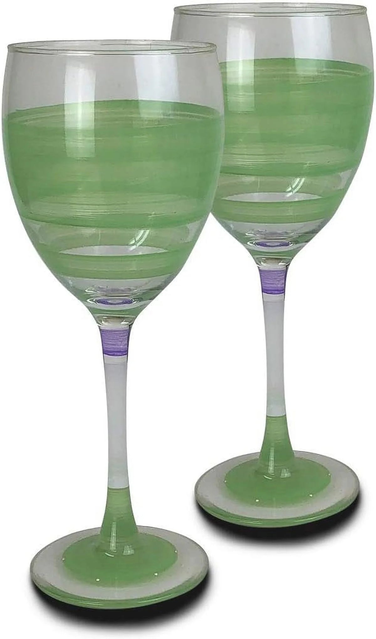 Hand Painted Wine Glasses Set Of 2 Green N969332
