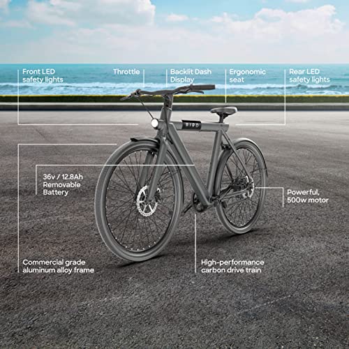 Black 28" Electric Commuter Mountain Bike with 500W Motor, 36V Removable Battery, LCD Display, Disc Brake, Belt Drive C902116