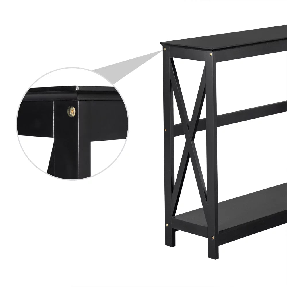 Black Narrow Console Table with Storage Shelves K113