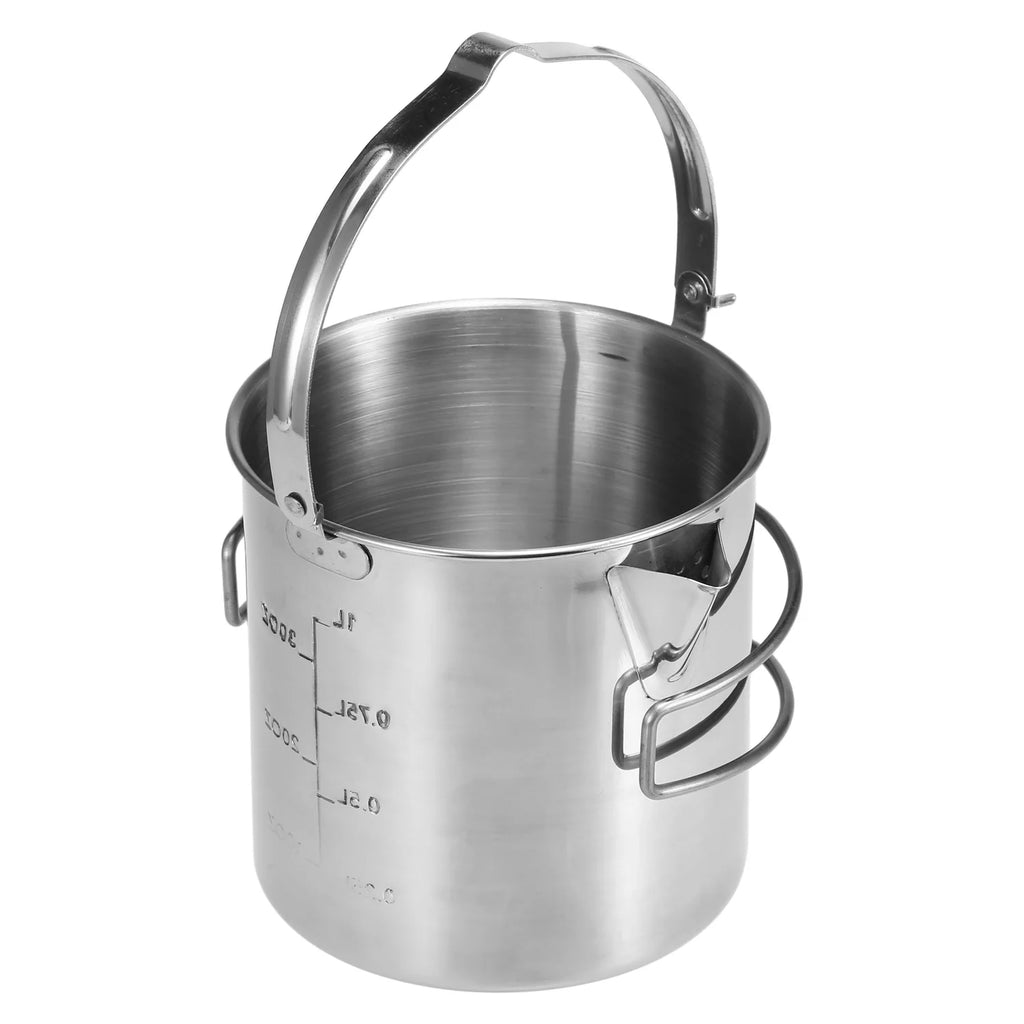 1L Stainless Steel Camping Kettle with Foldable Handle X932671