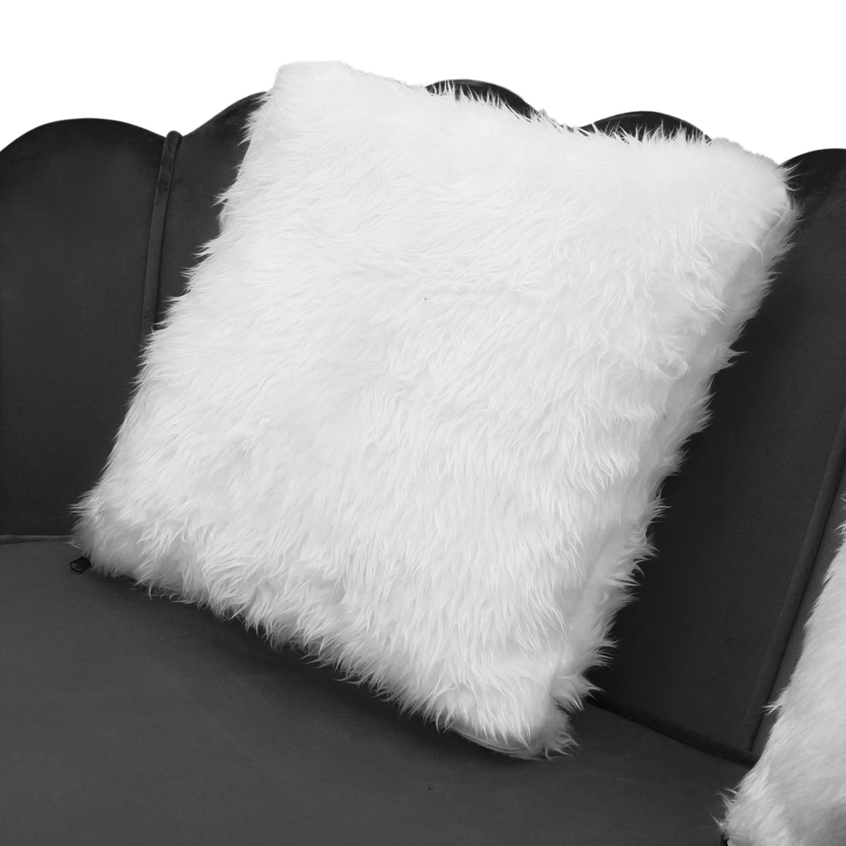 Black Tufted Velvet Loveseat with Pillows B975503